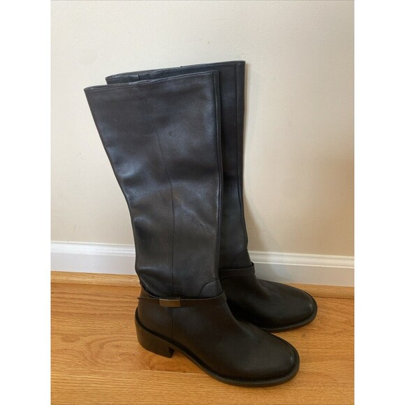 Linea Paolo Kamile Black Leather Knee High Riding Boot Size 7.5 - Picture 1 of 11